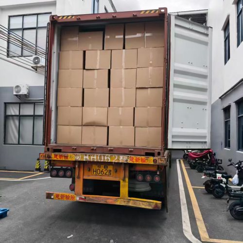 Finished rigid boxes loading for overseas shipment