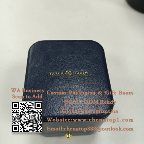 Navy Blue Ring Boxes: Small Leather Jewelry Packaging for Rings & Pendant...
