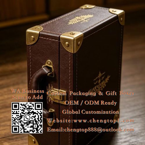 Dark Brown Vintage Trunk Boxes: Antique Suitcase Gift Packaging with Botanical...