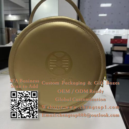 Round Handbag Gift Boxes: Gold Zippered Circular Cases for Premium Gifting - Rigid & Gift Boxes - ChengTop Packaging &...