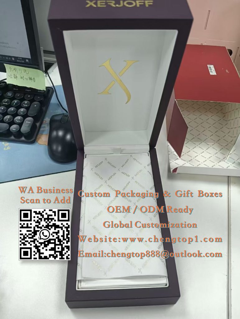 Luxury Perfume Gift Boxes: Leather-Textured Fragrance Packaging with Foil Logo - Cosmetic Boxes - ChengTop Packaging &...