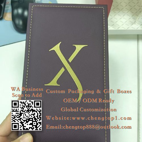 Luxury Perfume Gift Boxes: Leather-Textured Fragrance Packaging with Foil Logo - Cosmetic Boxes - ChengTop Packaging &...