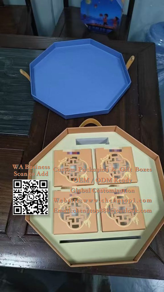 Octagonal Mooncake Gift Boxes: Mid-Autumn Festival Packaging with Artwork Lid - Rigid & Gift Boxes - ChengTop Packagin...