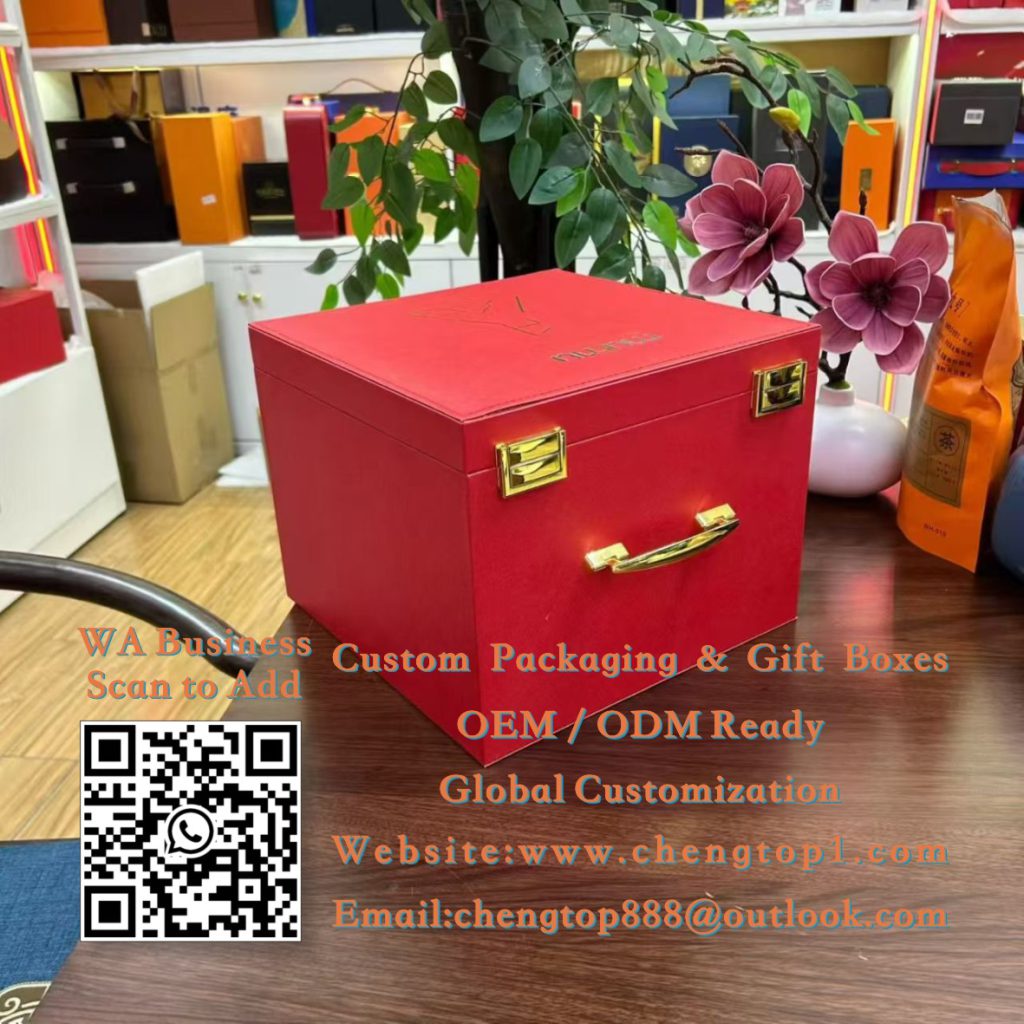 Red Trunk Gift Boxes: Velvet-Lined Presentation Cases for Tea, Bottles and Gif...