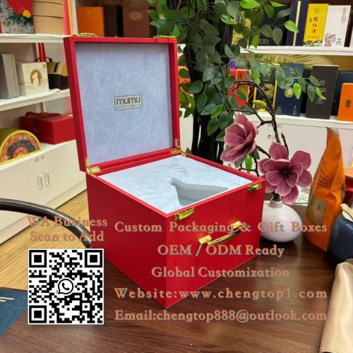 Red Trunk Gift Boxes: Velvet-Lined Presentation Cases for Tea, Bottles and Gif...