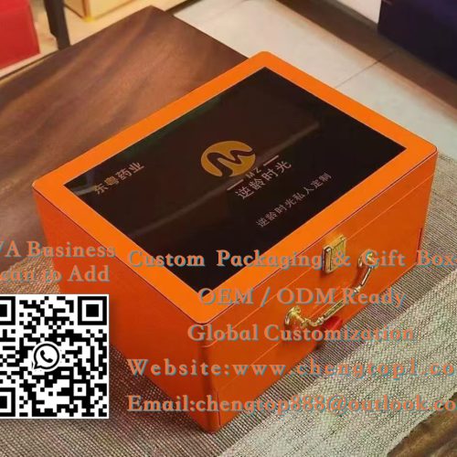 Orange Skincare Treatment Trunk Boxes: Mirror Lid Drawer Cases for Anti-Aging Kits - Cosmetic Boxes - ChengTop Packaging &...