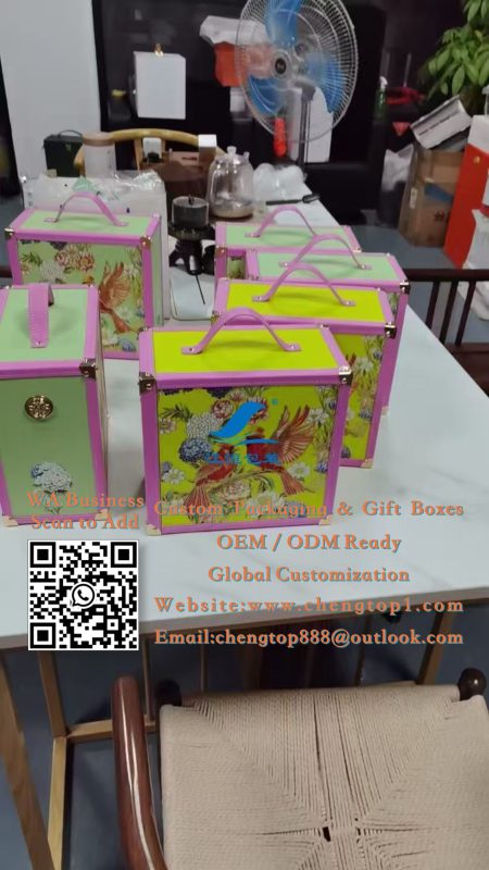 Small Handled Gift Trunk Boxes: Floral Printed Cases for Tea, Festival and Bea...