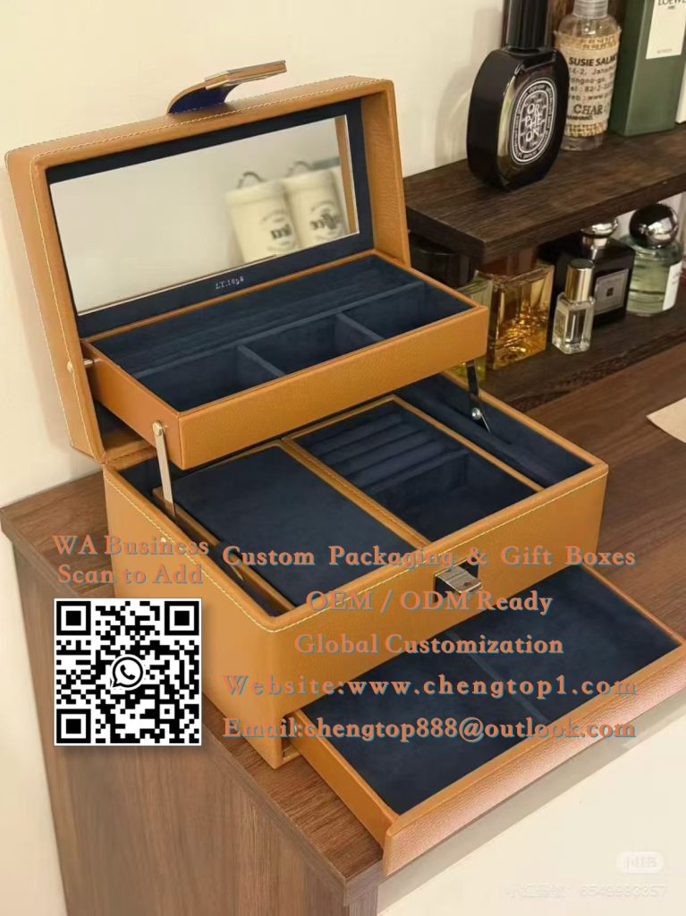 Multi-Tier Leather Jewelry Boxes: Mirror-Lid Cases with Ring Rolls, Divided Tr...