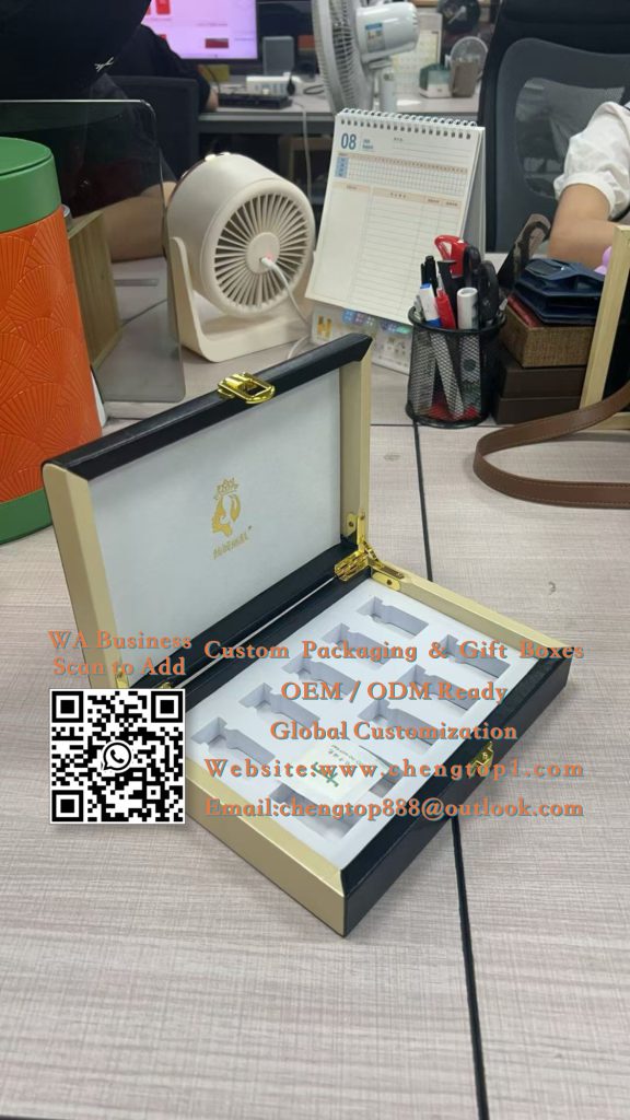 Black and Gold Ampoule Serum Cases: Leatherette Rigid Boxes with Fitted Vial F...
