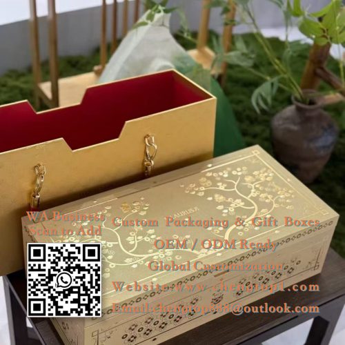 Gold Gift Tote and Inner Tray Sets: Two-Piece Rigid Hampers with Rope Handle a...